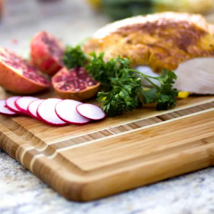 Totally Bamboo Dominica Serving Board – Wide-Grain Acacia Platter 1