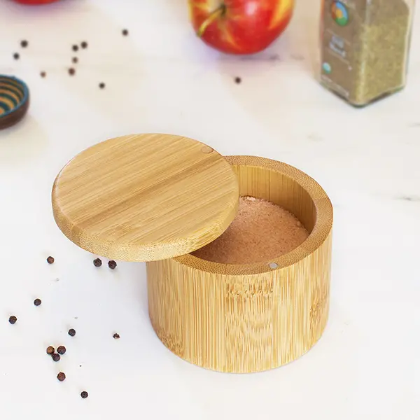 Totally Bamboo Salt Keeper – Airtight Bamboo Container With Bamboo Spoon 1