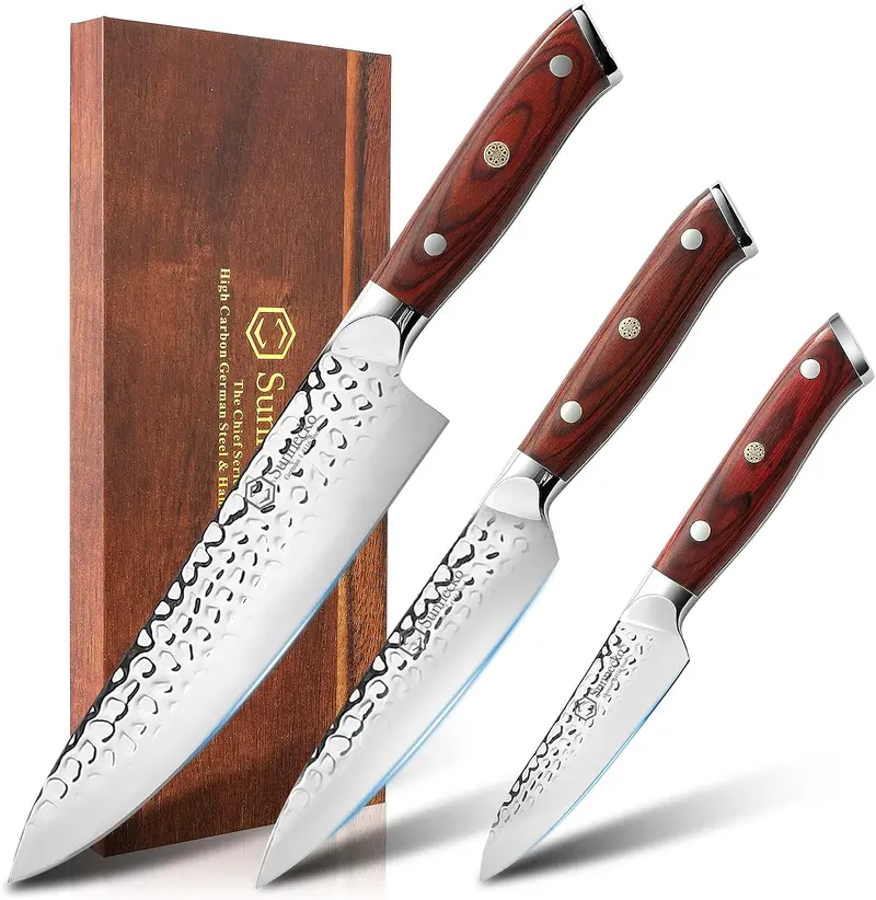 Triple-Blade German Kitchen Knife Set – Chef, Utility & Paring (8", 5", 3.5") 1