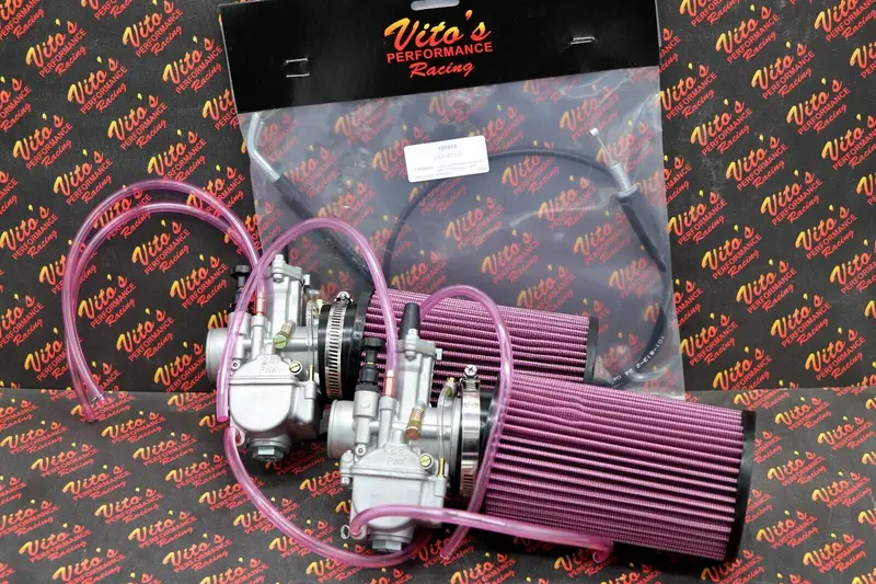 Twin 28Mm Pwk Carburetors For Yamaha Banshee With K&N Filters & Throttle Cables 1
