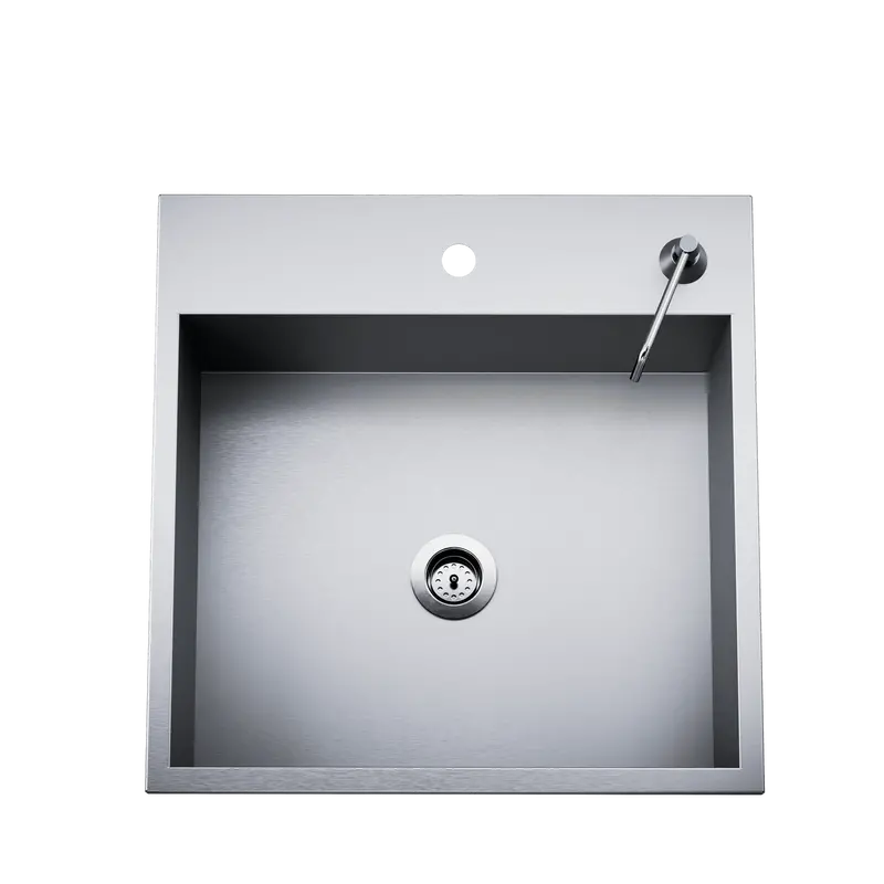 Twin Eagles Teos24-B 24" Drop-In Stainless Steel Sink With Lid And Integrated Soap Dispenser 1