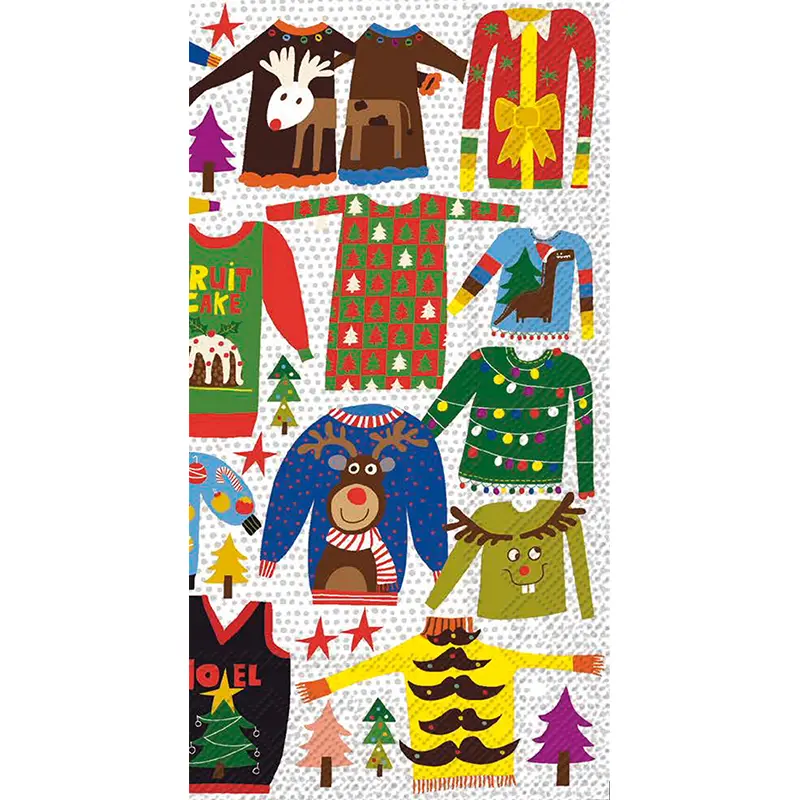 Ugly Christmas Sweater Pattern Paper Guest Towels 1