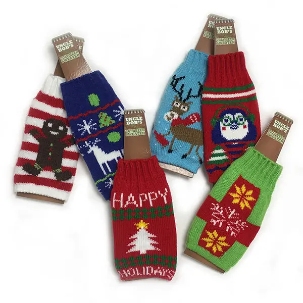 Ugly Christmas Sweater–Themed Beverage Bottle Sleeve 1