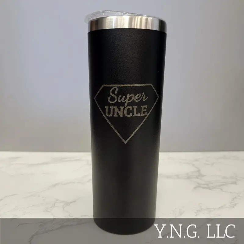 Uncle Appreciation Tumbler – 'Super Uncle' 20Oz Black Skinny Cup La5029 1