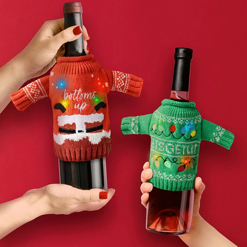 Uncle Bob’S Bottle Sweater – Light-Up Wine Bottle Cover For Parties 1