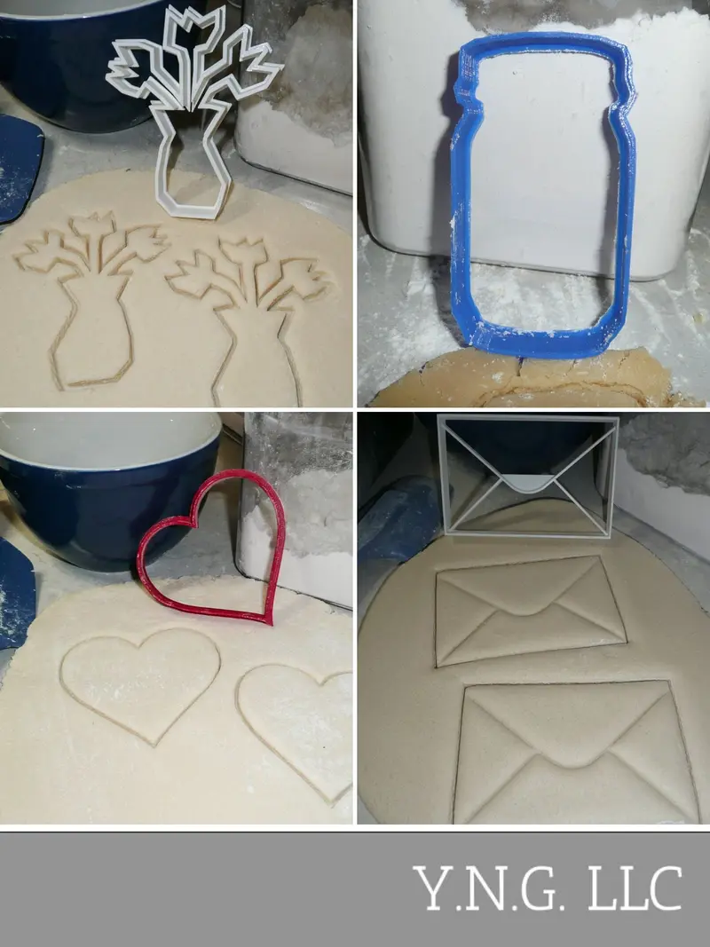 Valentine’S Day Floral & Greeting Card Cookie Cutters – 4-Piece Romantic Set 1