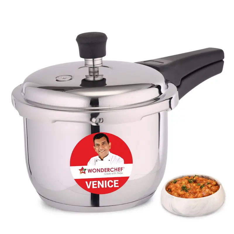 Venice 3L Stainless Steel Outer-Lid Pressure Cooker – Triply Base, Safe Cooking, Multi-Fuel Support, 5-Year Coverage 1