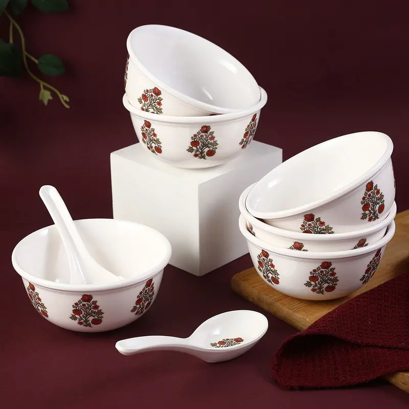 Venice Royal Red Soup Bowl Set – 6-Piece Ceramic Dinnerware 1