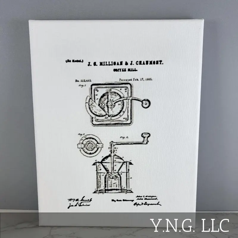 Vintage Coffee Mill Patent Sketch Art Print – 8X10 Canvas Wall Decor, Ready To Hang La1034 1
