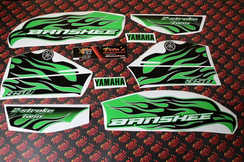 Vito'S 14-Mil Black & Green Custom Vinyl Decals For Yamaha Banshee 1