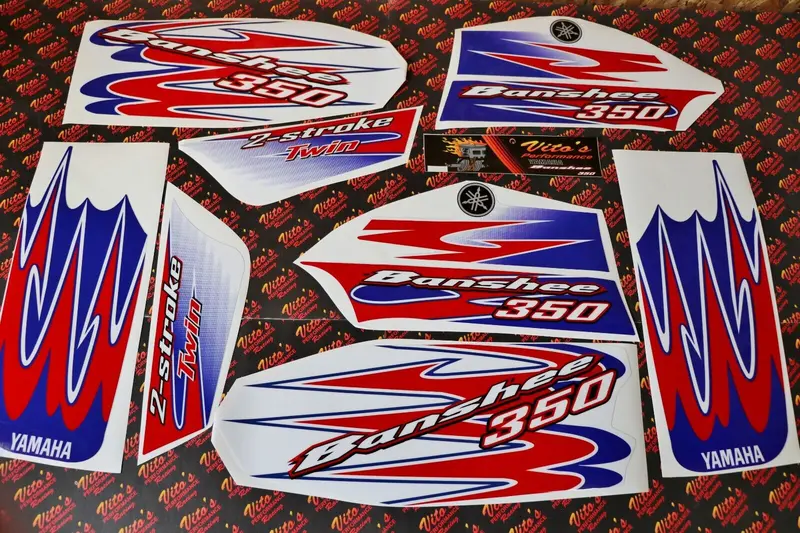 Vito'S 14-Mil Red, White & Blue Vinyl Decal Set For Yamaha Banshee (2010 Model) 1