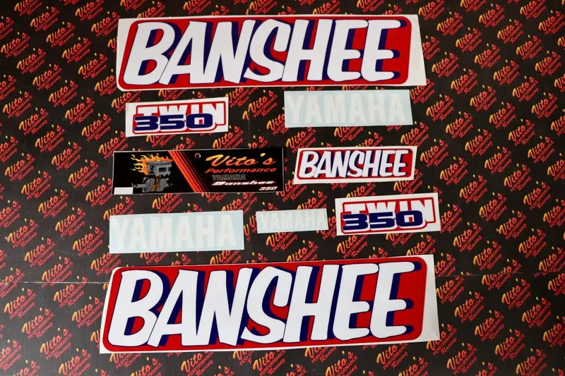 Vito'S 14-Mil Vinyl Graphics Kit For 1989 Yamaha Banshee – Red & Gray Decals 1