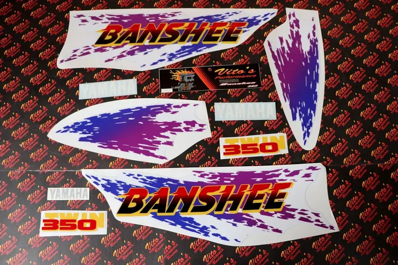 Vito'S 14-Mil Vinyl Graphics Kit For 1996 Yamaha Banshee – Red & White Decals 1