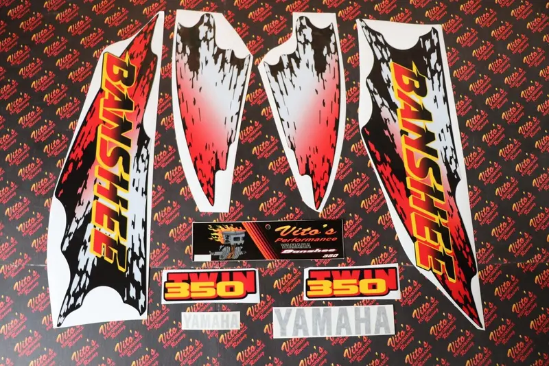 Vito'S 14-Mil Vinyl Graphics Kit For 1997 Yamaha Banshee – Red & Black Decals 1