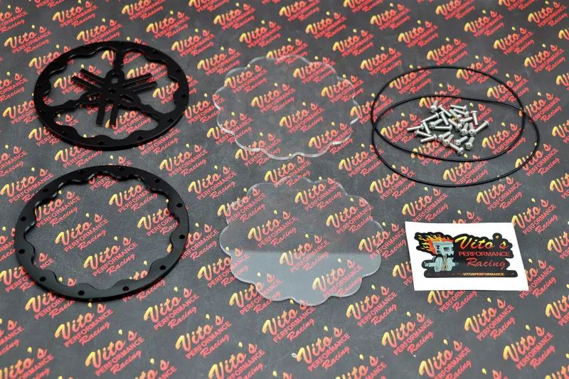 Vito'S Billet Clutch Cover For Yamaha Banshee – Black Lexan Insert With Clear Glass Lens & O-Ring 1