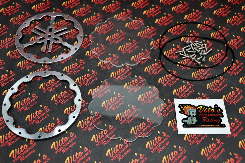 Vito'S Billet Clutch Cover For Yamaha Banshee – Silver Lexan Insert With Clear Glass Lens & O-Ring 1
