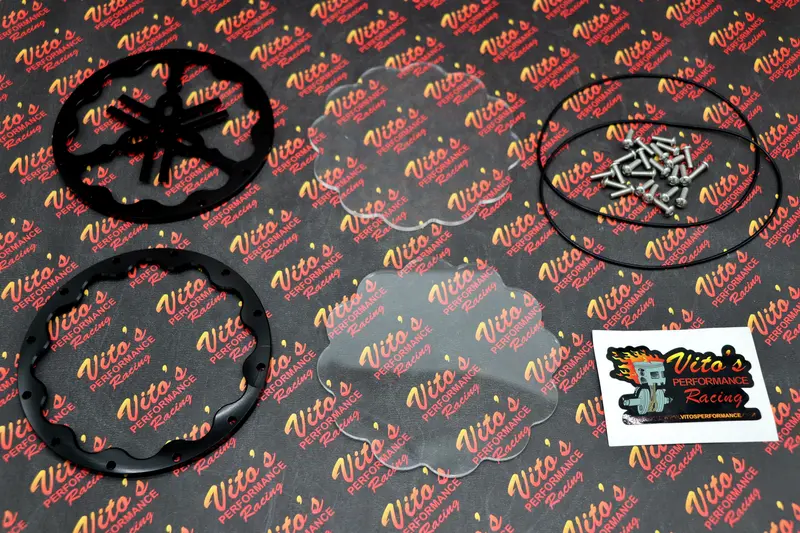 Vito'S Billet Stator Cover For Yamaha Banshee – Black Lexan Insert With Clear Glass Lens & O-Ring Seal 1