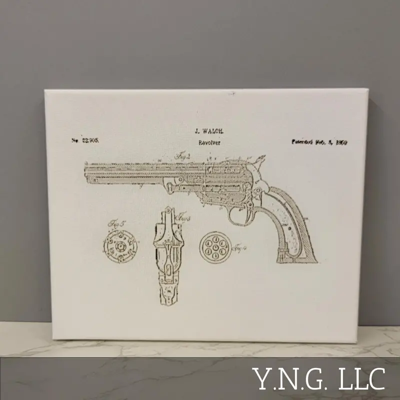 Walch 12-Shot Revolver Patent Sketch (1859) – 10X8 Vintage-Inspired Canvas La1016 1
