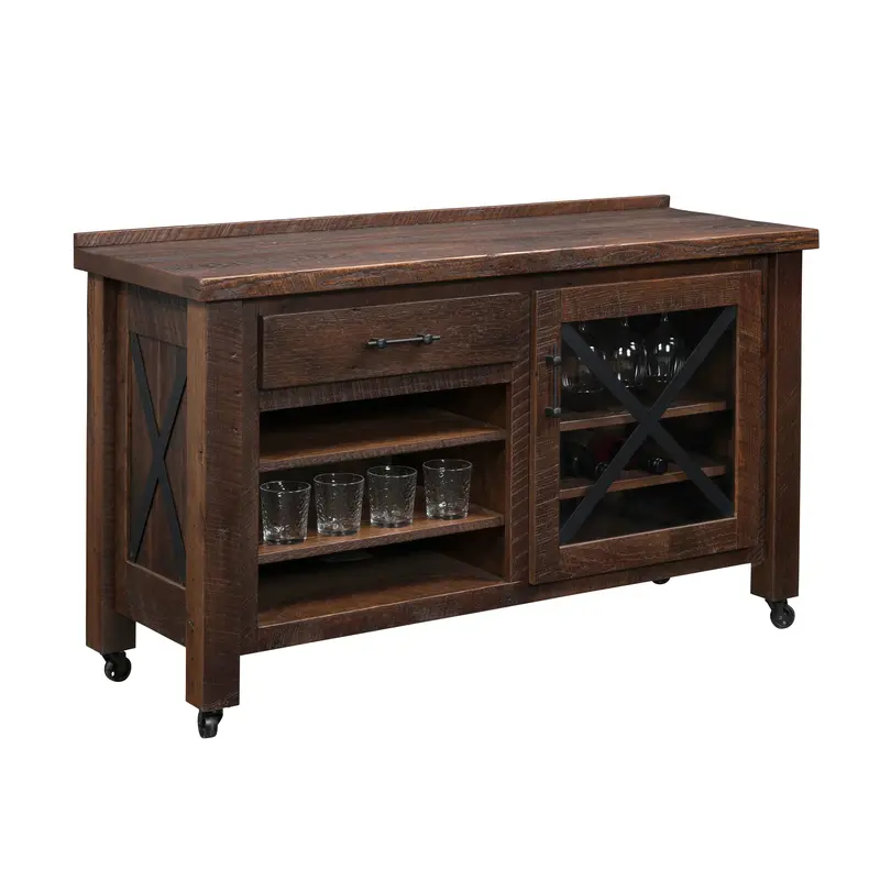 Wellington Rolling Beverage Cart With Glass Shelving 1