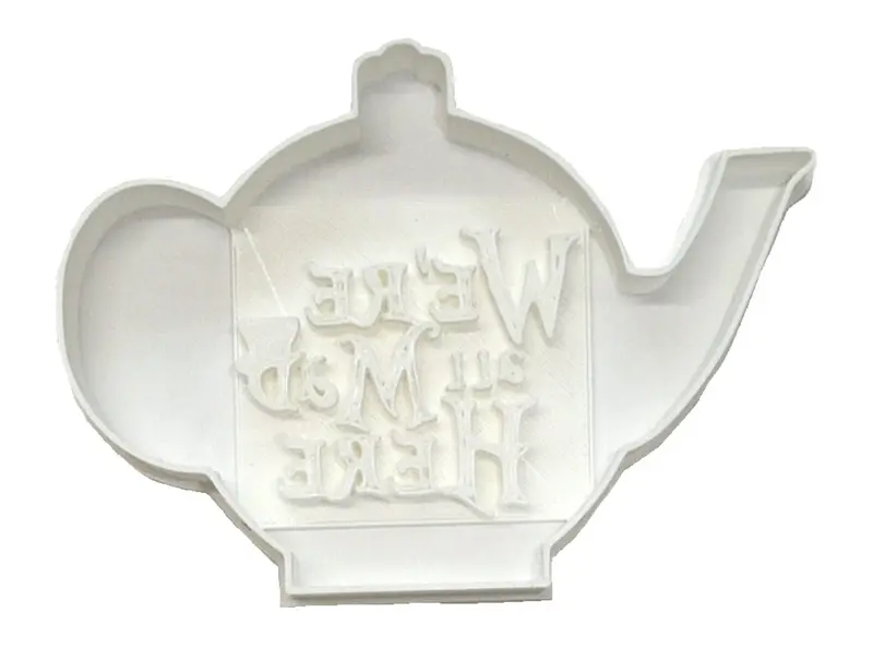 We'Re All Mad Here Fondant Cutter – Whimsical Alice In Wonderland Topper 1