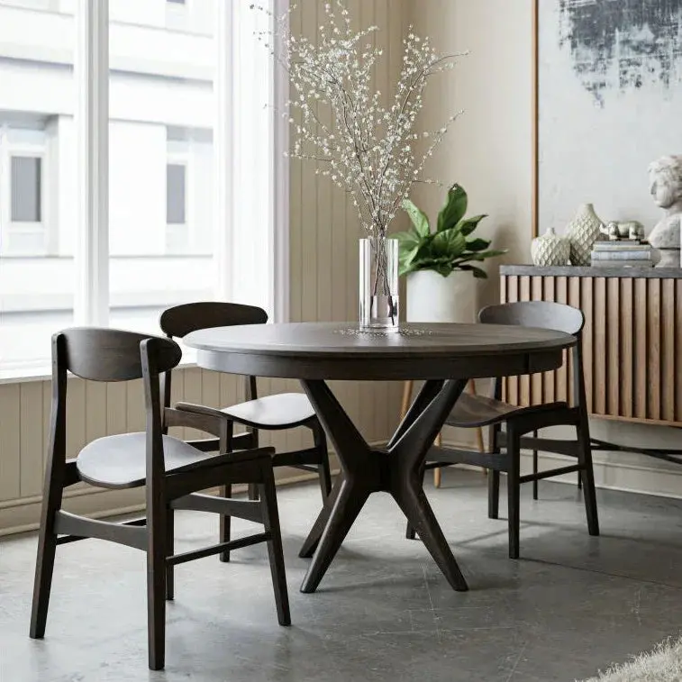 West Newton Round Pedestal Table + Marque Dining Chairs Set 1