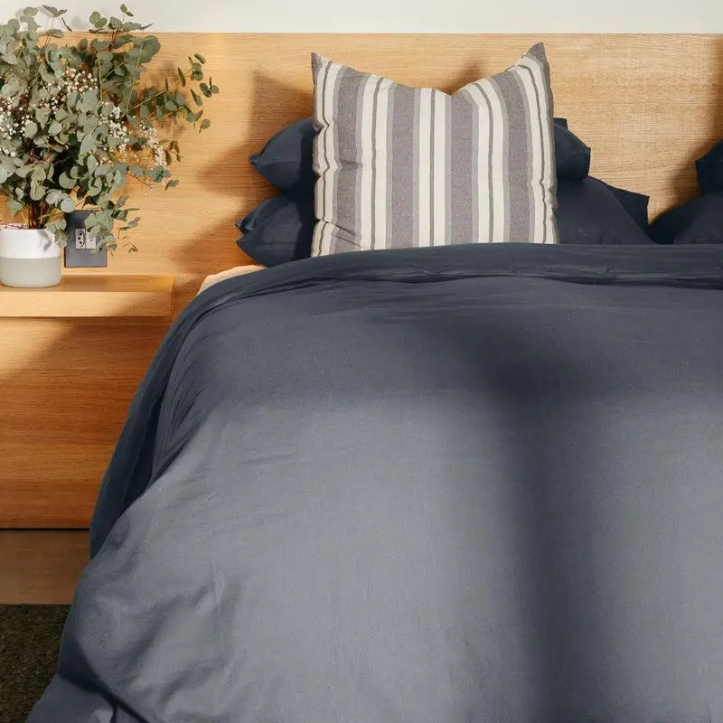 Whisper Soft Linen-Lyocell Duvet Cover Set – Midnight Blue 1