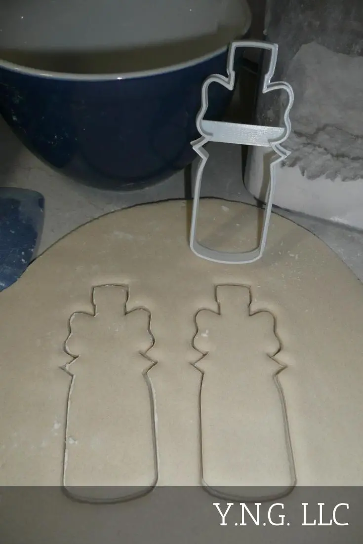 Wine Bottle Cookie Cutter With Bow Tie Outline – Wedding Baking Shape, Usa-Made Pr3092 1