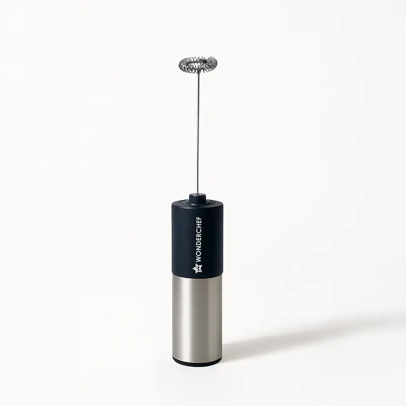 Wonderchef Regalia Handheld Milk Frother | Stainless Steel Design | Aa-Powered | Ideal For Lassi, Cold Coffee, Shakes & Whipped Cream | Easy-Clean Black Model 1