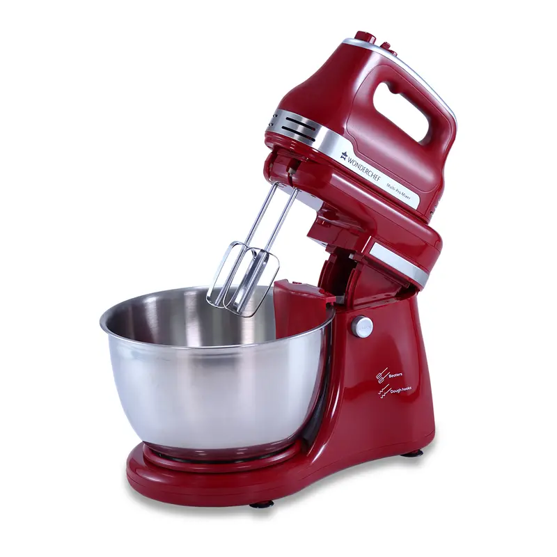Wonderchef Renewed Crimson Revo Stand Mixer – 300W Copper Motor | 4.5L Stainless Steel Bowl | 5-Speed Precision Control With Beater, Dough Hook & Spatula 1