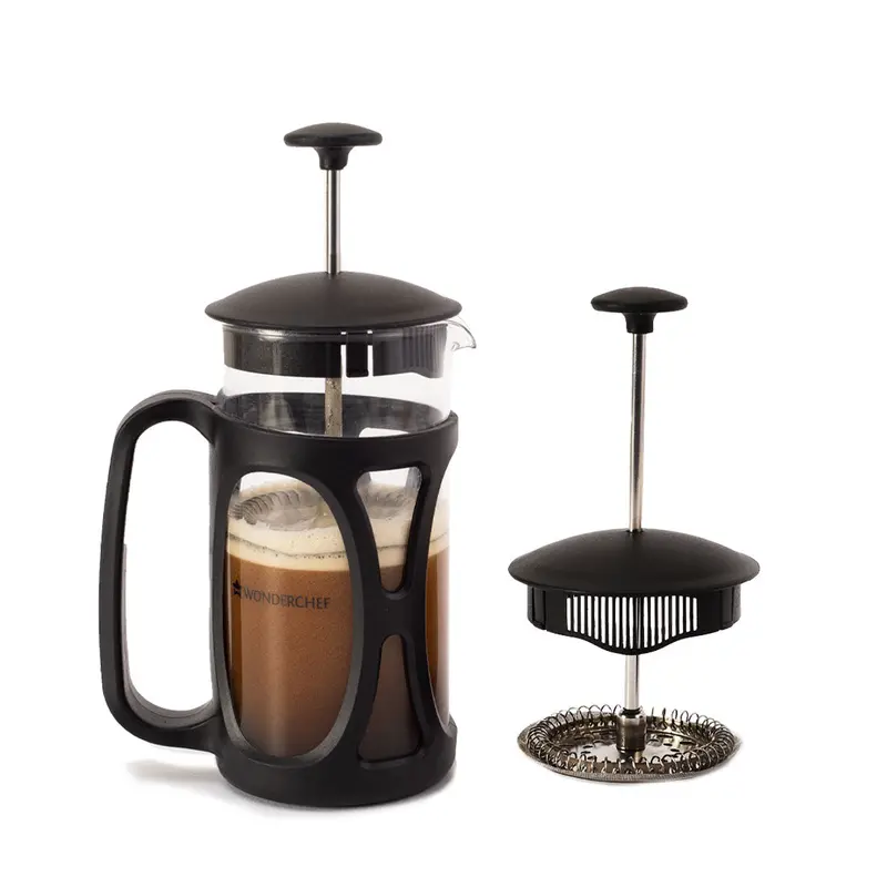 Wonderchef Renewed French Press Coffee Maker – 600 Ml Borosilicate Glass Carafe With Stainless Steel Housing | 4-Stage Filtration | Brews 3–4 Cups In 3 Minutes | Heat-Resistant & Ergonomic Design 1