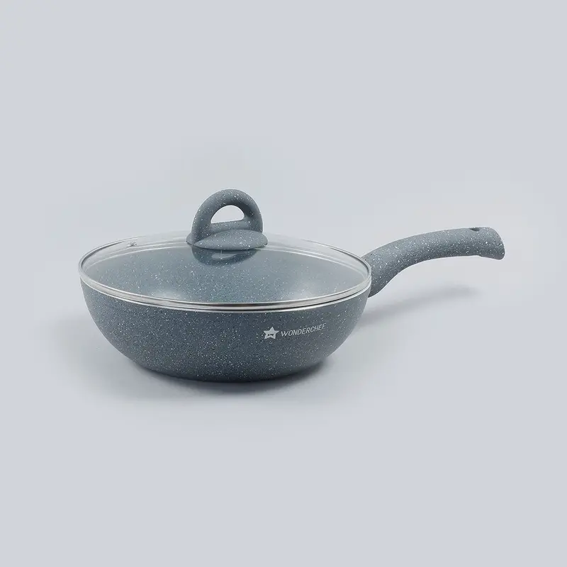 Wonderchef Renewed Granite 26Cm Wok – 3.1L, 3.5Mm Thick, Induction-Compatible, Soft-Touch Handles, Pfoa-Free 1