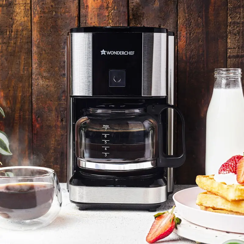 Wonderchef Renewed Regalia Brew Coffee Maker – 550W Drip System | 700Ml Borosilicate Carafe | Versatile 3-In-1 Brewing (Filter, Espresso, Cappuccino) | Auto Shut-Off & Removable Cone Filter 1