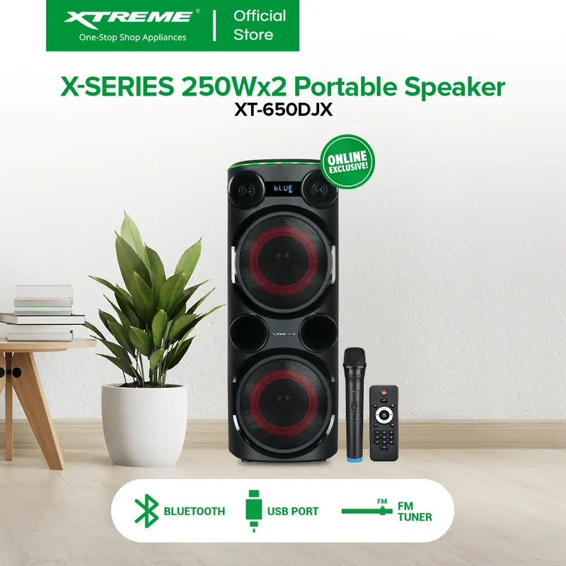 Xtreme 250W×2 Portable Dj Speaker System With Wireless Mic – Xt-650Dj 1