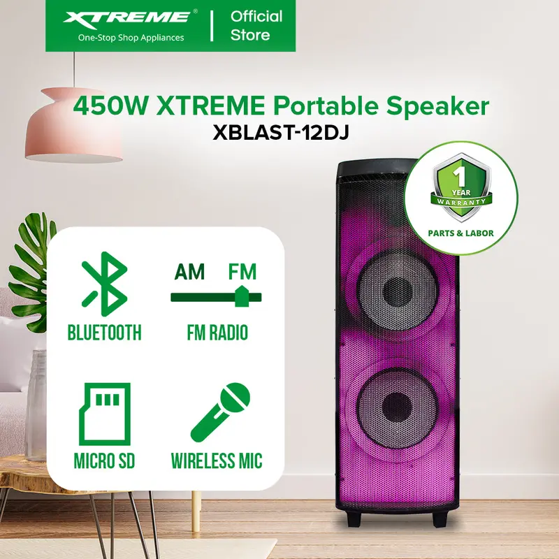 Xtreme 450W Portable One-Way Bluetooth Speaker — Dj Edition (Xblast-12Dj) 1