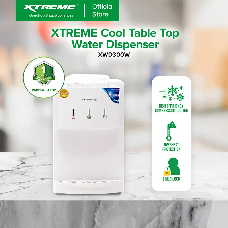 Xtreme Cool Tabletop Water Dispenser – Compact Unit For Small Spaces Xwd300W 1