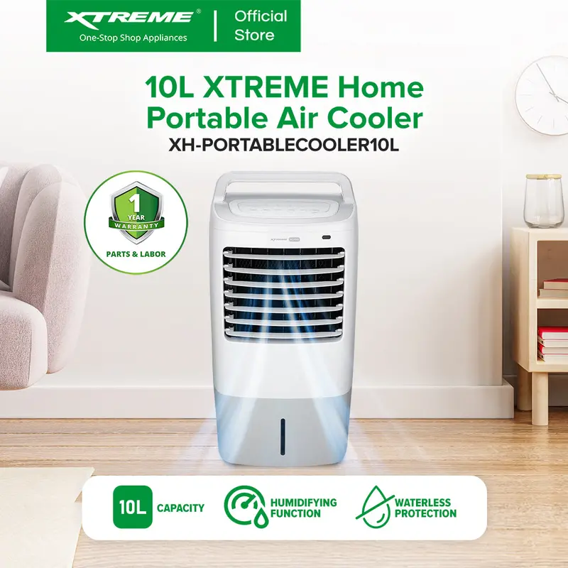 Xtreme Home 10-Liter Evaporative Portable Air Cooler – Adjustable Fan Speeds & Ice Tray Xh-Portablecooler10L 1