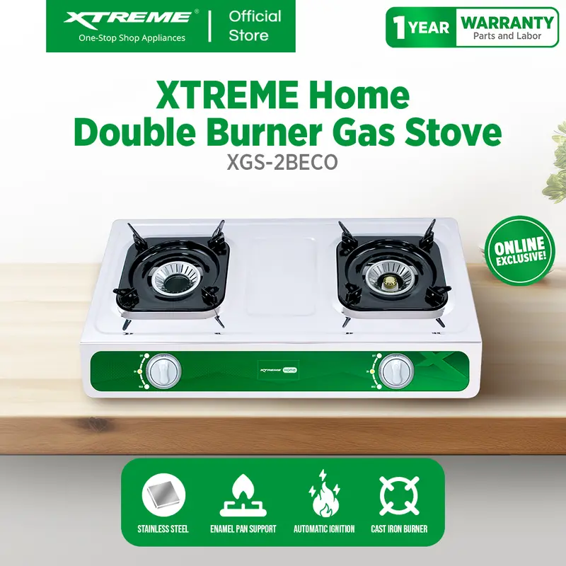 Xtreme Home Double-Burner Portable Gas Stove – Energy-Efficient Eco Design Xgs-2Beco 1