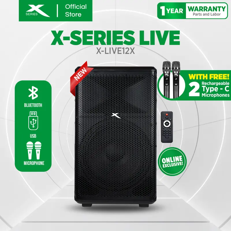 Xtreme X-Live12: 1800W Portable Concert Speaker With Wireless Mic Pair 1