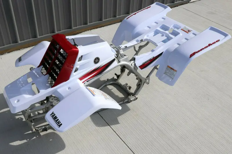 Yamaha Banshee White & Cherry Red Graphic Kit For Fenders, Tank, And Grille (2005) 1