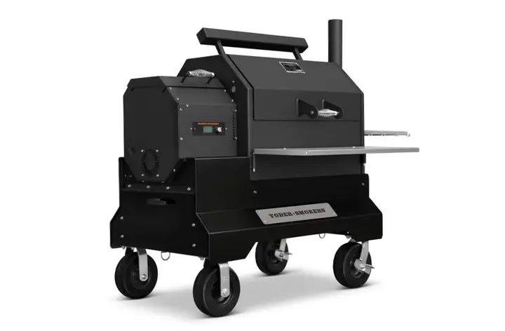 Yoder Smokers Ys640S Comp Pellet Grill In Black – Wood-Fired, W/ Stainless Shelves, 10" Wheels, Slide-Out Rack & Storage Drawer 1