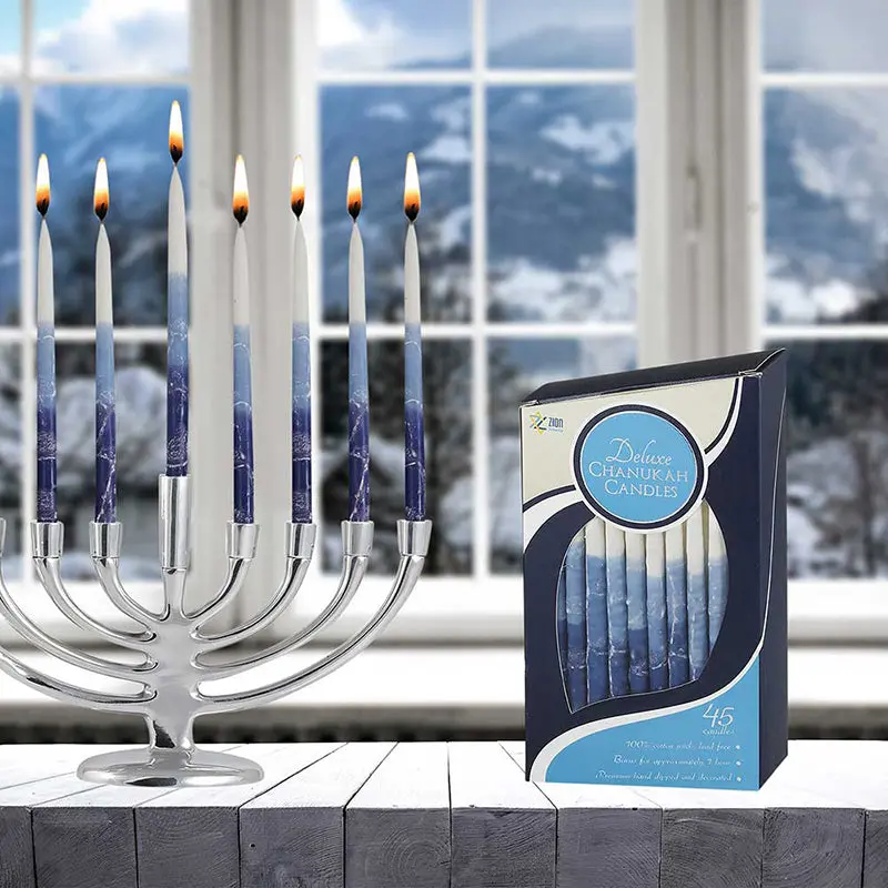 Zion Judaica Blue Elegance Hanukkah Candles 1